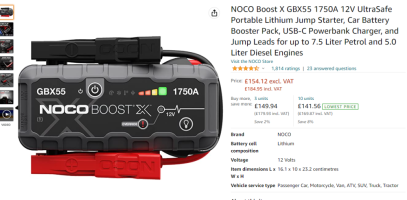 NOCO GBX55 Boost X 1750A 12V UltraSafe Portable Lithium Jump