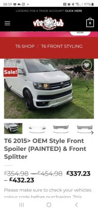 VW T5.1 (PAINTED) OEM Style Front Spoiler & Front Splitter - Vee Dub